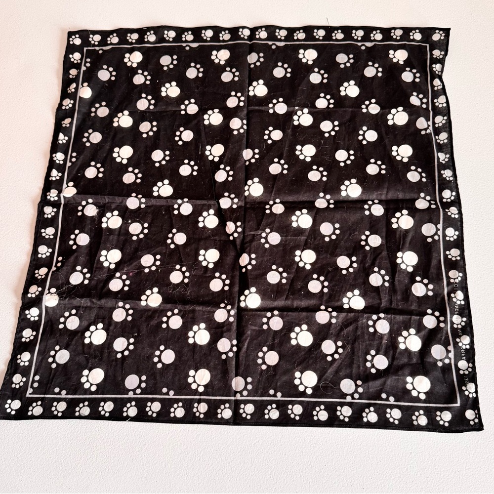 Paw Print Black and White Bandana